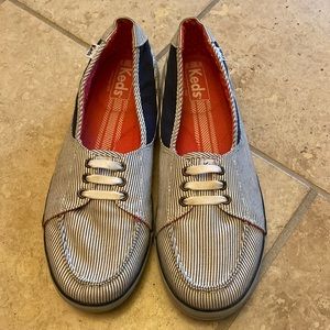 Keds Blue and White Striped Slip Ons